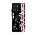 Pink Floral Glossy Metal Case Cover For Motorola Edge 50 Neo