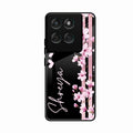 Pink Floral Glossy Metal Case Cover For Motorola Edge 60 Pro 5G