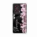 Pink Floral Glossy Metal Case Cover For Motorola G96 5G