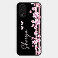 Pink Floral Glossy Metal Case Cover For Oppo A38