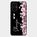 Pink Floral Glossy Metal Case Cover For Oppo F21S Pro 5G