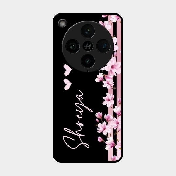 Pink Floral Glossy Metal Case Cover For Oppo Find X8 Pro 5G