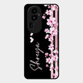 Pink Floral Glossy Metal Case Cover For Oppo Reno 10 Pro Plus 5G