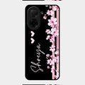 Pink Floral Glossy Metal Case Cover For Poco C71