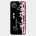 Pink Floral Glossy Metal Case Cover For Realme C21Y