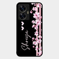 Pink Floral Glossy Metal Case Cover For Realme C55