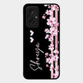 Pink Floral Glossy Metal Case Cover For Redmi 11 Prime 4G