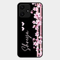 Pink Floral Glossy Metal Case Cover For Redmi 12 5G