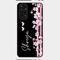Pink Floral Glossy Metal Case Cover For Redmi Note 11