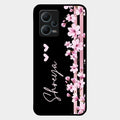 Pink Floral Glossy Metal Case Cover For Redmi Note 12 5G