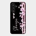 Pink Floral Glossy Metal Case Cover For Samsung Galaxy F55 5G