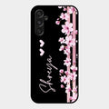Pink Floral Glossy Metal Case Cover For Samsung Galaxy M34 5G