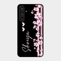 Pink Floral Glossy Metal Case Cover For Samsung Galaxy M35 5G