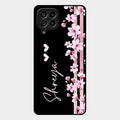 Pink Floral Glossy Metal Case Cover For Samsung Galaxy M53 5G