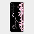 Pink Floral Glossy Metal Case Cover For Samsung Galaxy S24 Plus 5G