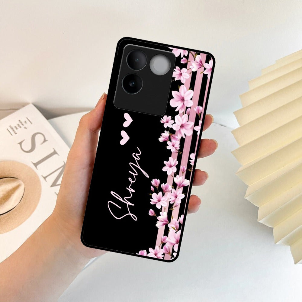 Pink Floral Customize Metal Case Cover For Vivo