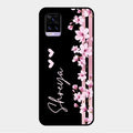 Pink Floral Glossy Metal Case Cover For Vivo V20