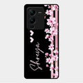 Pink Floral Glossy Metal Case Cover For Vivo V25 Pro 5G