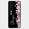 Pink Floral Glossy Metal Case Cover For Vivo V29E 5G