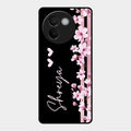 Pink Floral Glossy Metal Case Cover For Vivo V30E 5G