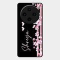 Pink Floral Glossy Metal Case Cover For Vivo X100 5G