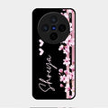 Pink Floral Glossy Metal Case Cover For Vivo X200 5G