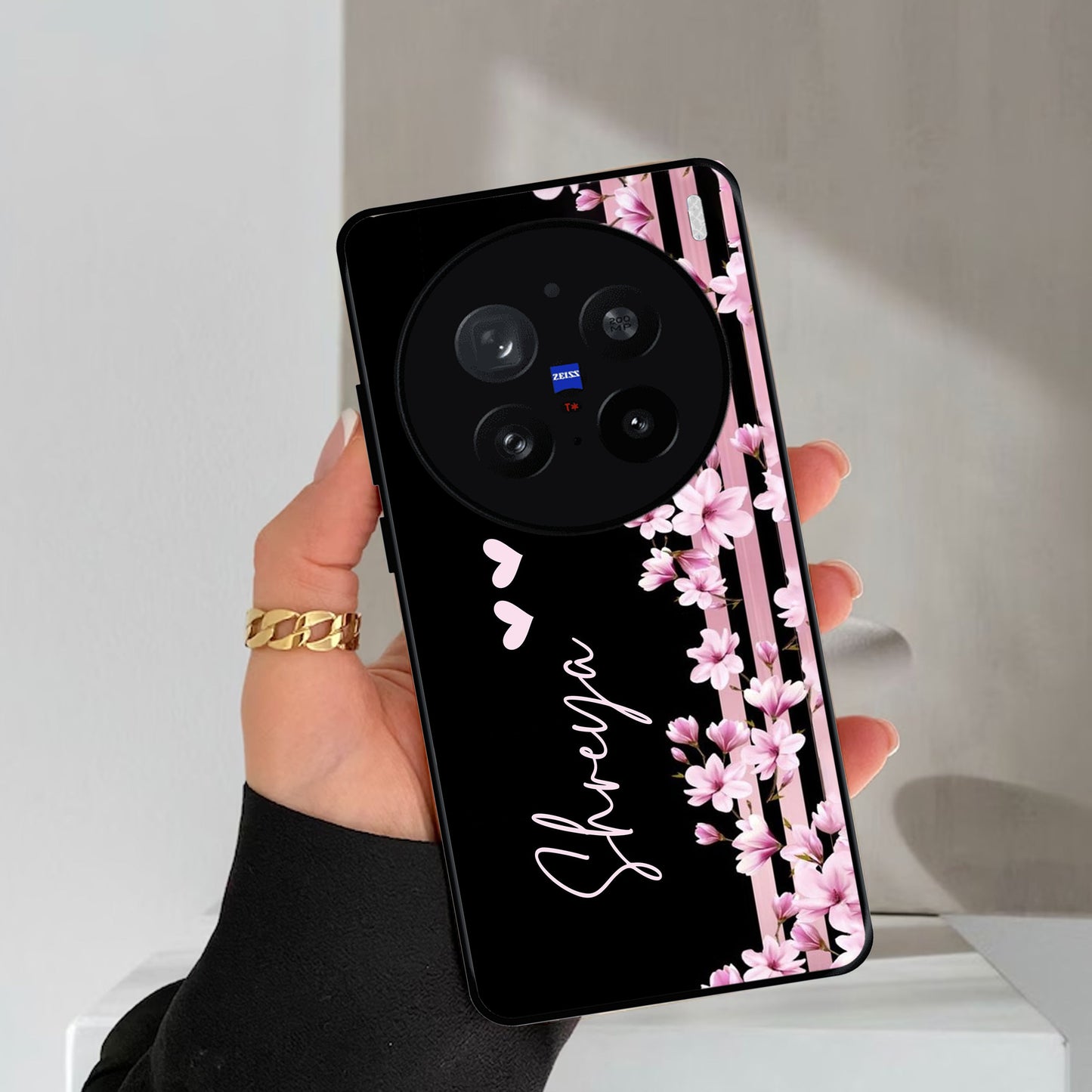 Pink Floral Customize Metal Case Cover For Vivo