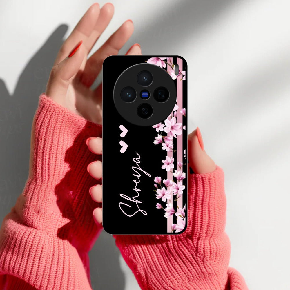 Pink Floral Customize Metal Case Cover For Vivo