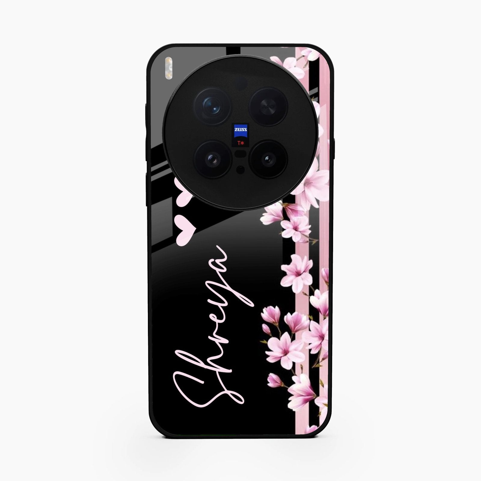 Pink Floral Glossy Metal Case Cover For Vivo X300 Pro 5G