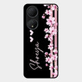 Pink Floral Glossy Metal Case Cover For Vivo Y100A 5G