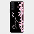 Pink Floral Glossy Metal Case Cover For Vivo Y12G