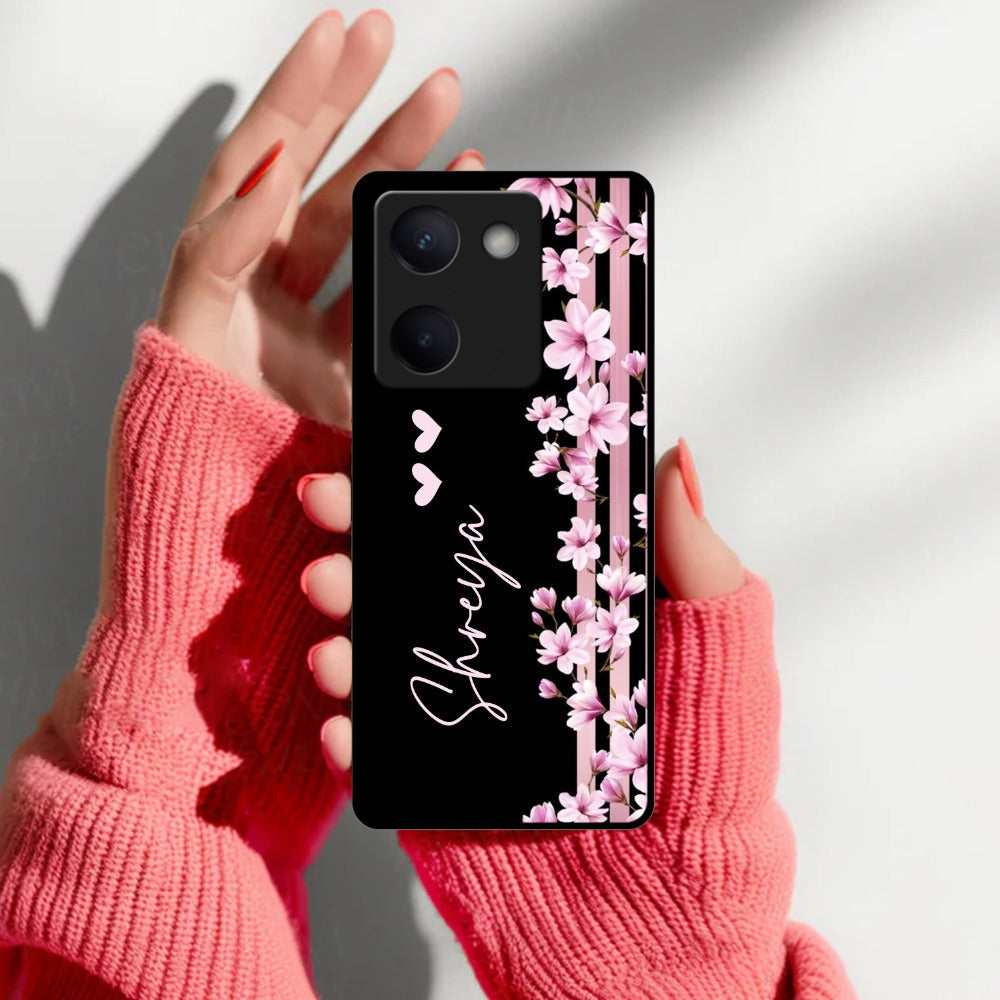 Pink Floral Customize Metal Case Cover For Vivo