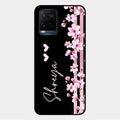 Pink Floral Glossy Metal Case Cover For Vivo Y21A