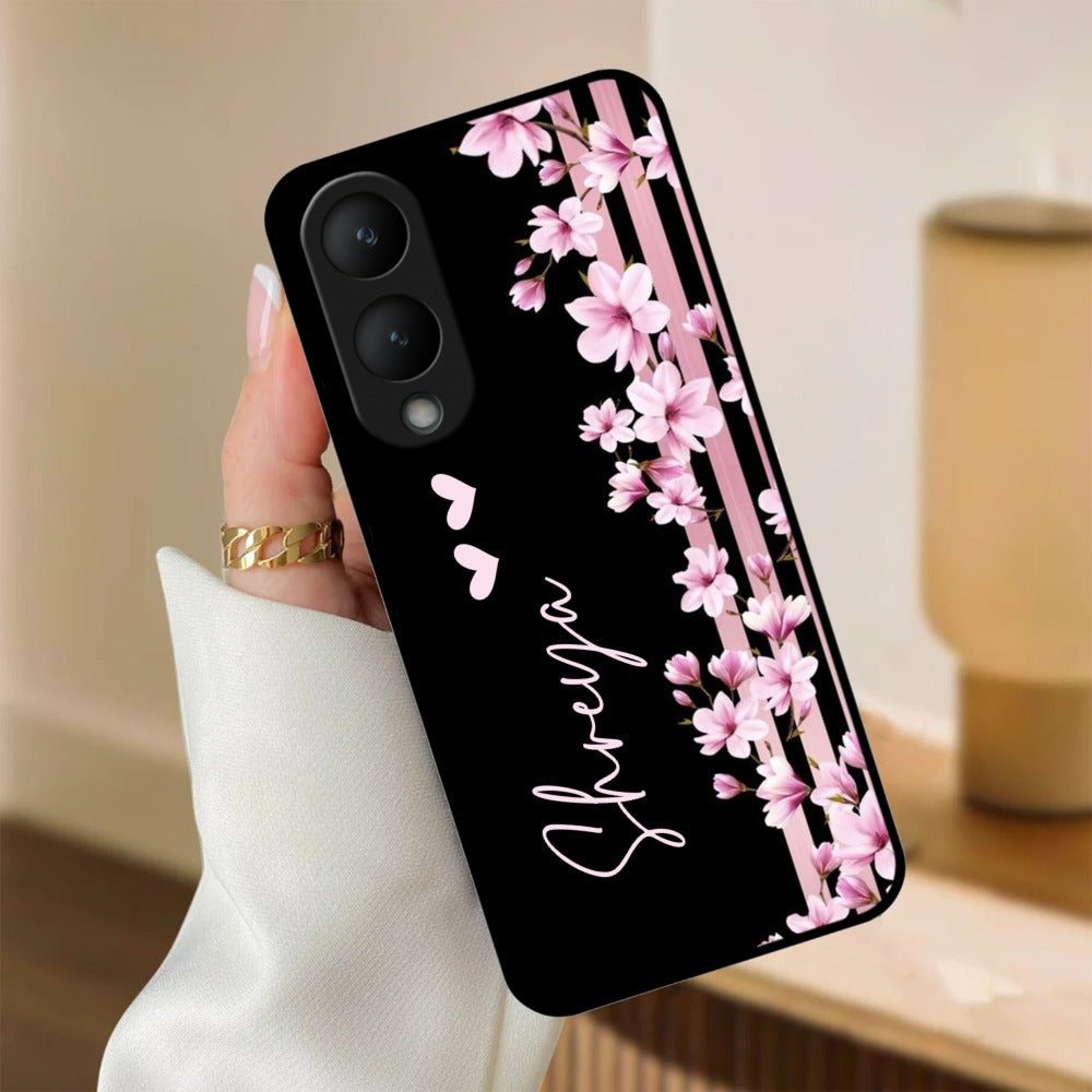 Pink Floral Customize Metal Case Cover For Vivo