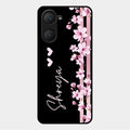 Pink Floral Glossy Metal Case Cover For Vivo Y28E 5G