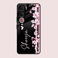 Pink Floral Glossy Metal Case Cover For Vivo Y31 5G
