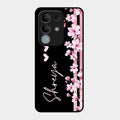 Pink Floral Glossy Metal Case Cover For Vivo Y31 Pro 5G