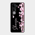 Pink Floral Glossy Metal Case Cover For Vivo Y400 Pro 5G