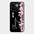 Pink Floral Glossy Metal Case Cover For Xiaomi 14 5G