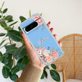 Pink Floral Transparent Silicon Case For Google Pixel 8 Pro 5G