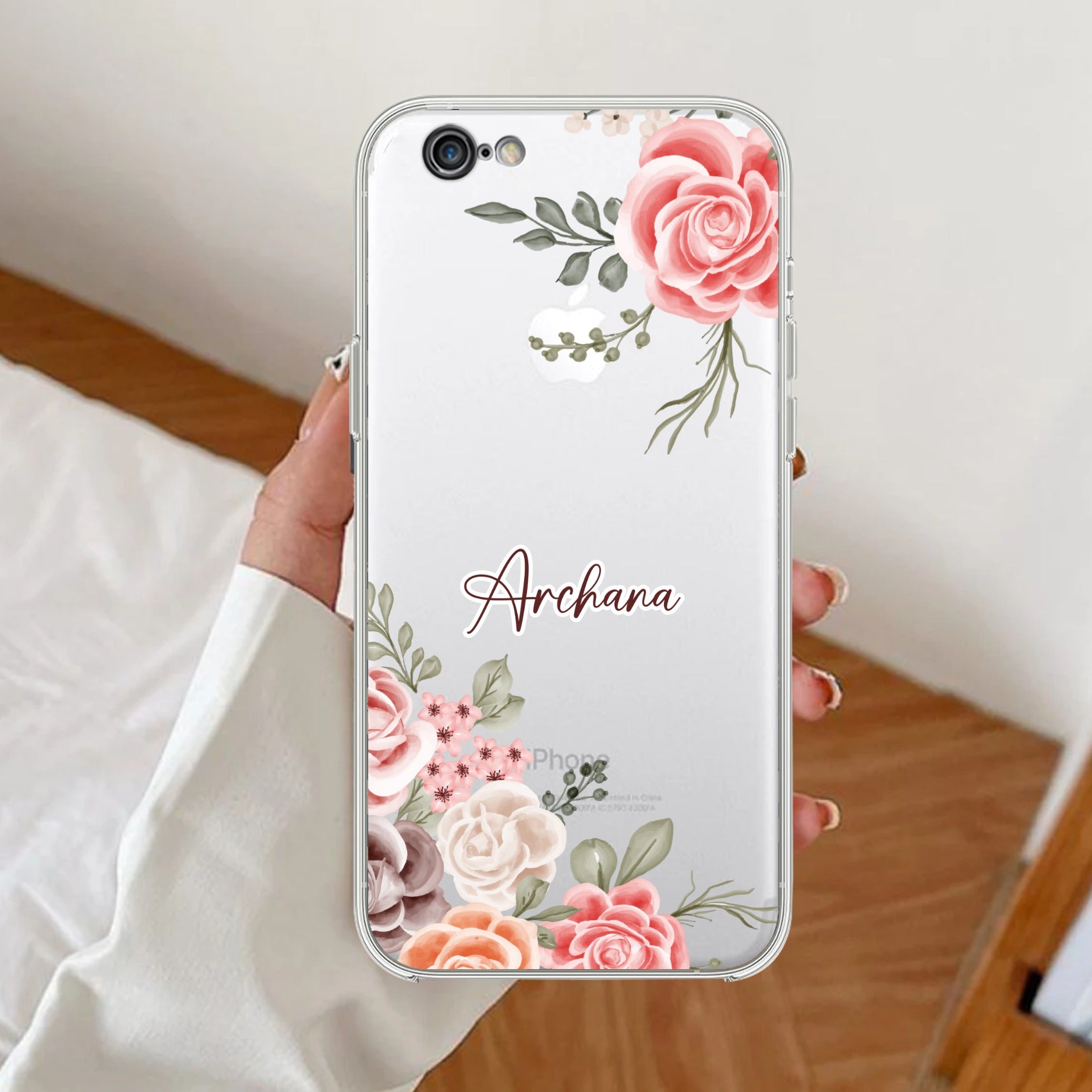 Pink Floral Transparent Silicon Case For iPhone 7 / iPhone 8 / iPhone Se 2020