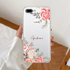 Pink Floral Anti Yellow Clear Case For iPhone 7 Plus / iPhone 8 Plus
