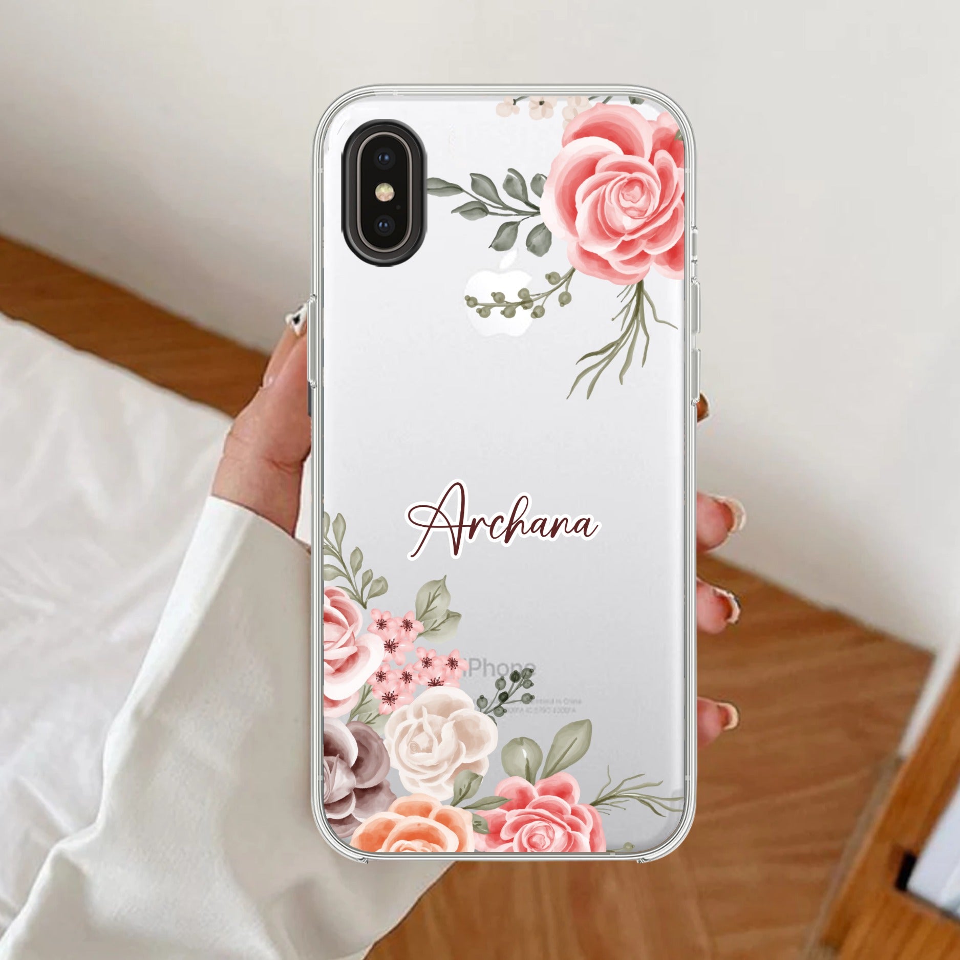 Pink Floral Transparent Silicon Case For iPhone XR