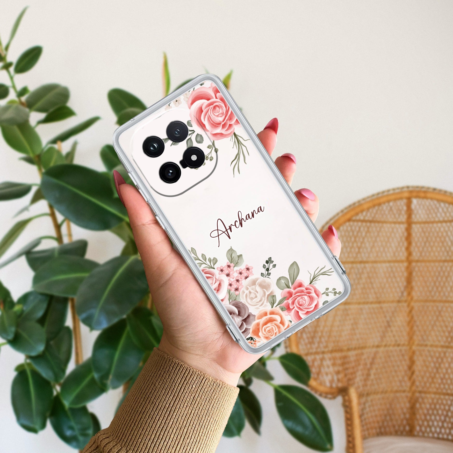 Pink Floral Transparent Silicon Case For iQOO - ShopOnCliQ
