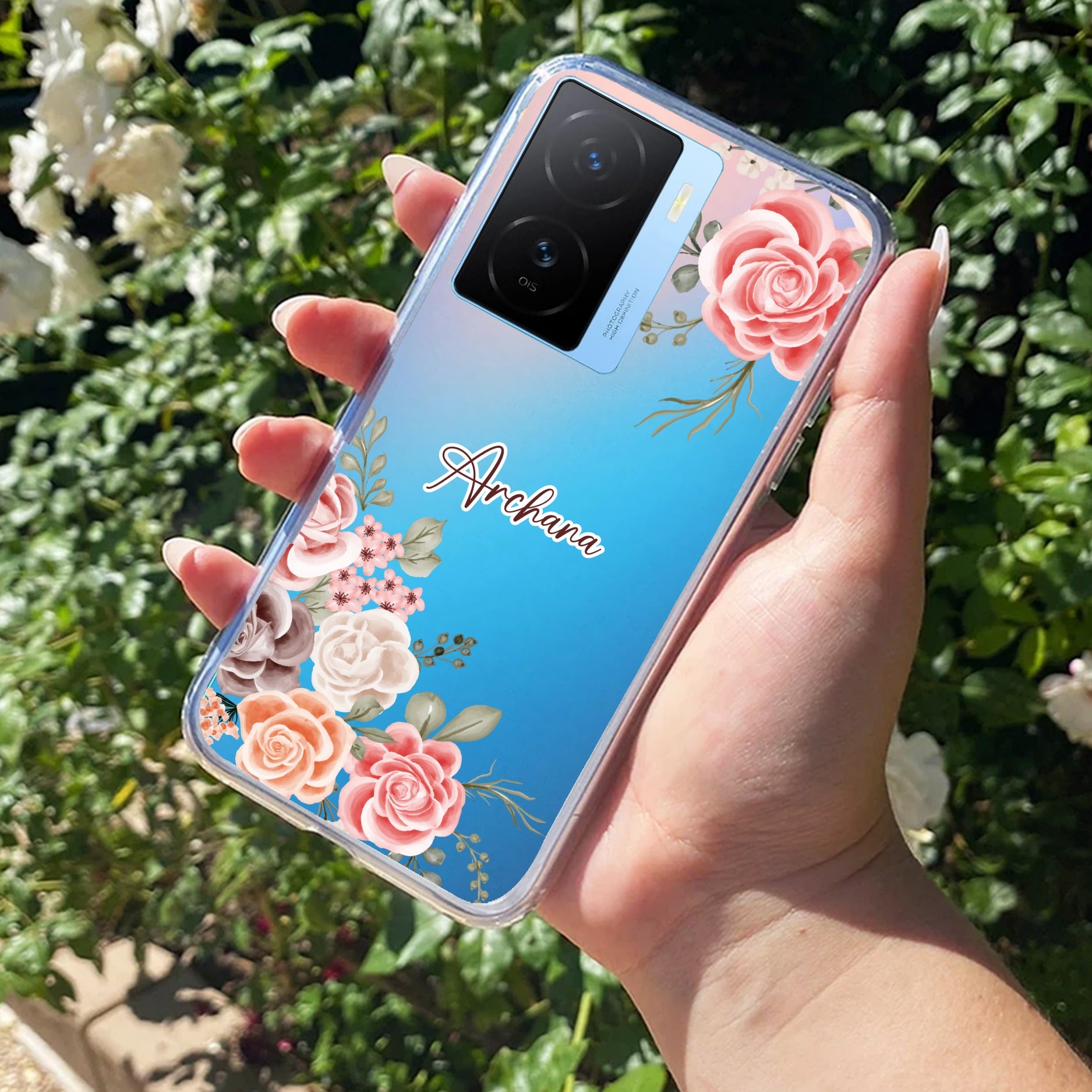 Pink Floral Transparent Silicon Case For iQOO Z7s 5G