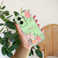 Pink Floral Transparent Silicon Case For Vivo T3 Lite 5G