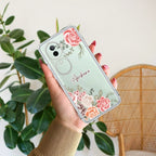 Pink Floral Transparent Silicon Case For Vivo T3X 5G