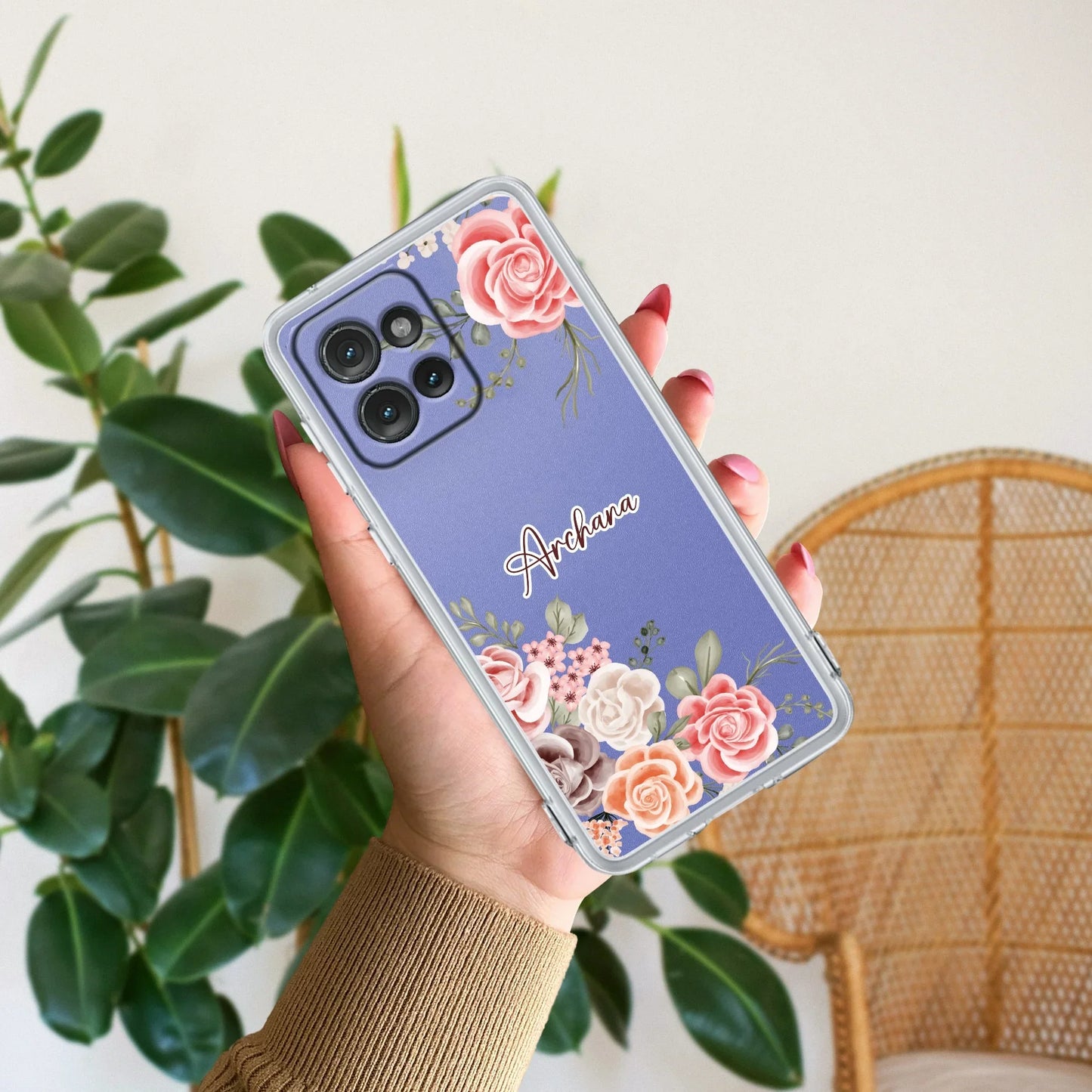 Pink Floral Transparent Silicon Case For Motorola - ShopOnCliQ