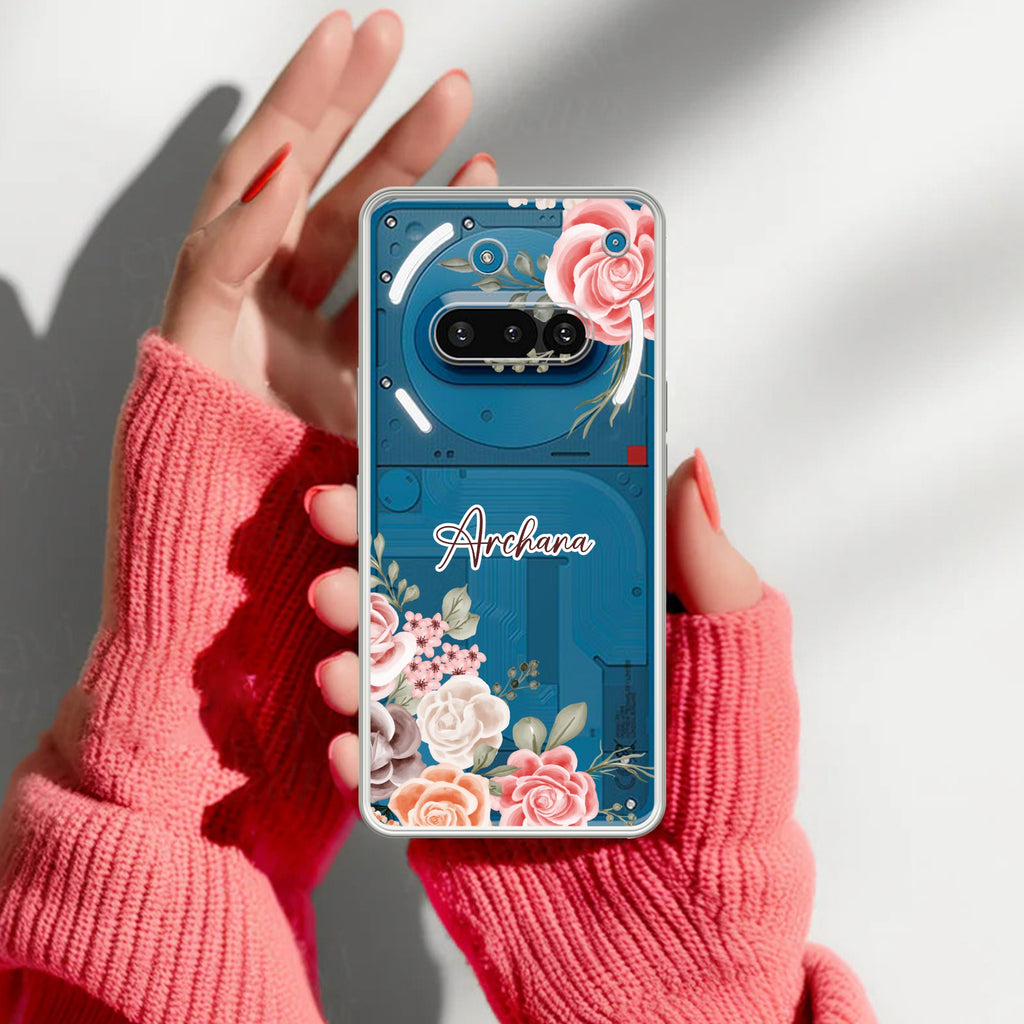 Pink Floral Anti Yellow Case For Nothing Phone 3A 5G