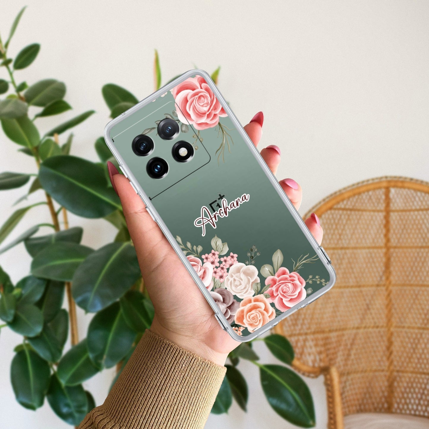 Pink Floral Transparent Silicon Case For OnePlus